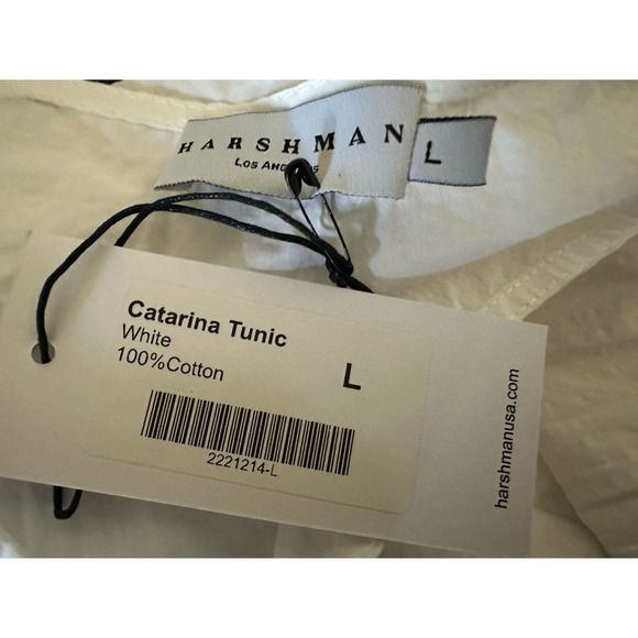 NWT HARSHMAN Catarina Drawstring Sleeves Cotton Tunic Top White sz.L MSRP $193 - Picture 7 of 7
